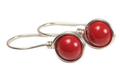 Natural Red Colored Coral Earrings Gender: Women