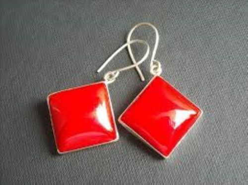 Natural Red Colored Coral Earrings