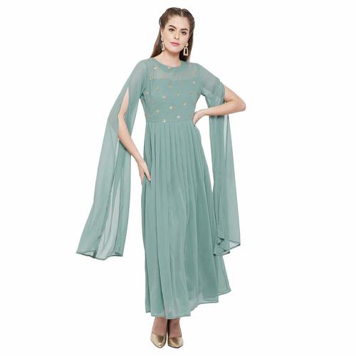 Various Colors Are Available Round Neck Women Georgette Kurti