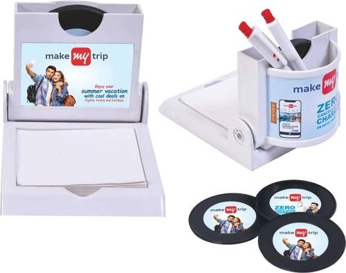 Make My Trip Brand Promotional Plastic Pen Stand with Coaster Plate