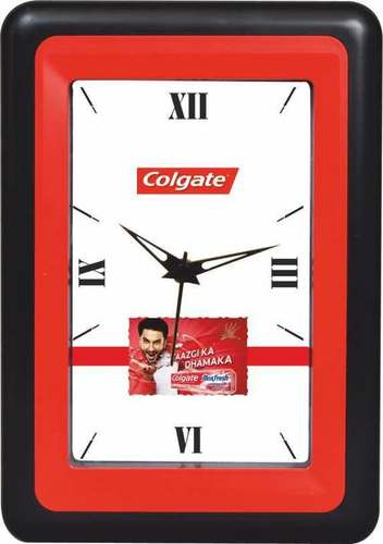 Quartz Colgate Toothpaste Brand Promotional Rectangle Shape Wall Clock