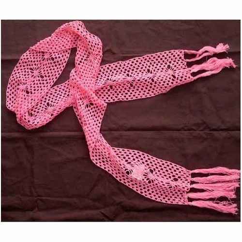 Cotton Hand Crochet Scarf - Soft Hand Made | Available in White and Light Pink Perfect for Daily Use in Spring and Summer