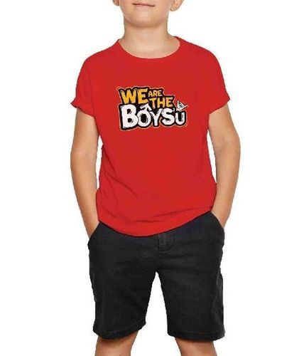 Red T Shirt For Kids, Round Neck, Half Sleeve, Printed Pattern, Good Quality, Captivate Design, Stylish Look, Soft Texture, Skin Friendly, Comfortable To Wear, Well Stitched, Casual Wear