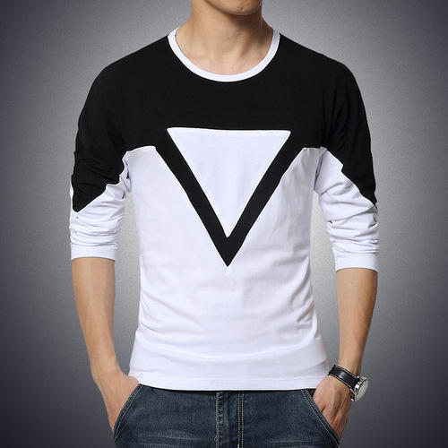 White And Black T shirt For Mens Round Neck Full Sleeve Plain 