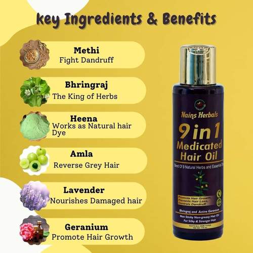 9 In 1 Medicated Hair Oil For Promote Hair Growth