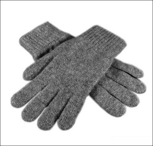 Grey Woolen Plain Hand Gloves