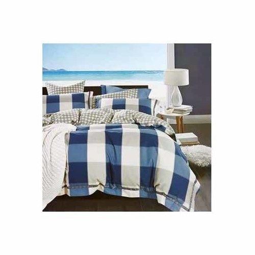 Multicolour Check And Strip Design Bed Sheet