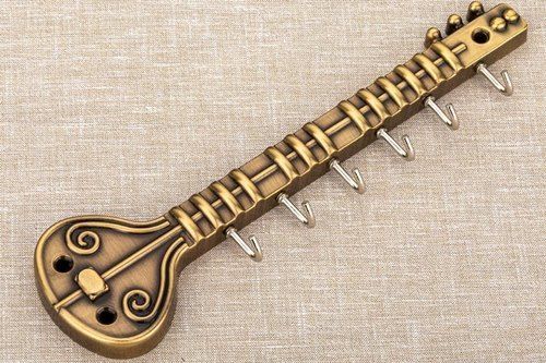 Silver Golden Sitar Brass Key Holder