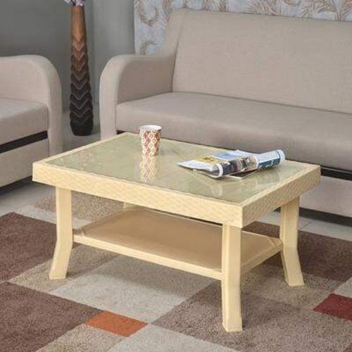 Durable Nilkamal Marble Beige Plastic Glass Top Home Center Table At