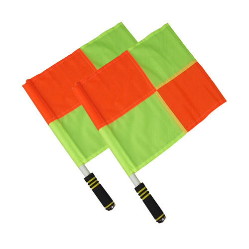 Soccer Referee Flags - PVC & Polyester Material, Checkered Pattern, High-Visibility Orange And Yellow Colors, Durable Soft Grip Handle, Perfect Finish, Long Durability, Stitched Flags