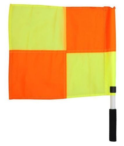 Soccer Referee Flags - PVC & Polyester Material, Stitched Rectangle Shape, Orange And Yellow Checkered Design | Durable Soft Grip Handle, High-Visibility, Long Durability, Perfect Finish, Customized Options Available