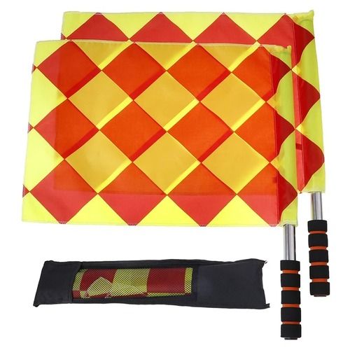 Orange & Yellow Color Stitched Rectangle Shape Soccer Referee Flags