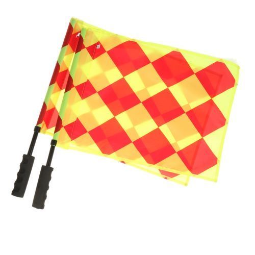 Plastic Orange & Yellow Color Stitched Rectangle Shape Soccer Referee Flags