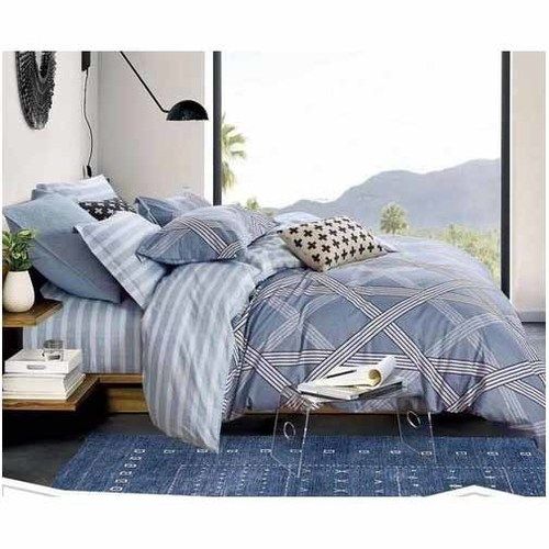 Stripes Printed Double Bed Sheet With 2 Pillow Covers