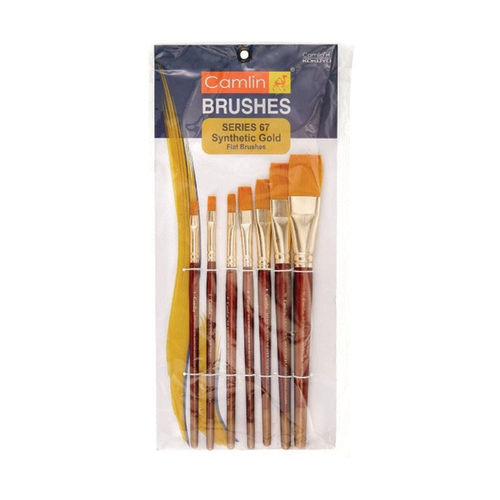 Eco Friendly Camlin Synthetic Gold Flat Paint Brush Series 67 (Pack Of 7 Brush)