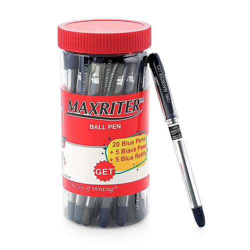 Cello Maxriter Ball Pen (Jar With 20 Blue + 5 Black Pens + 5 Blue Refills)