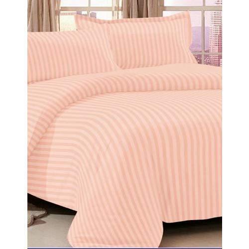 Striped Pink Satin Hotel Bed Sheet