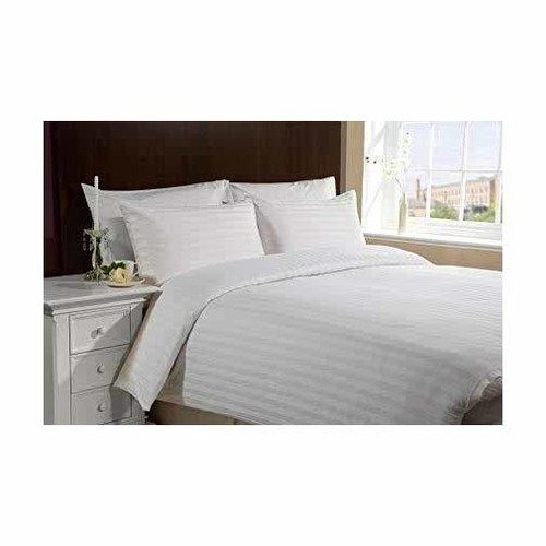 Breathable Striped White Satin Hotel Double Bed Sheet