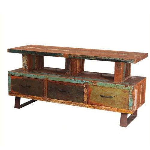 4 Legs Non Foldable Antique Wooden Table With Drawer