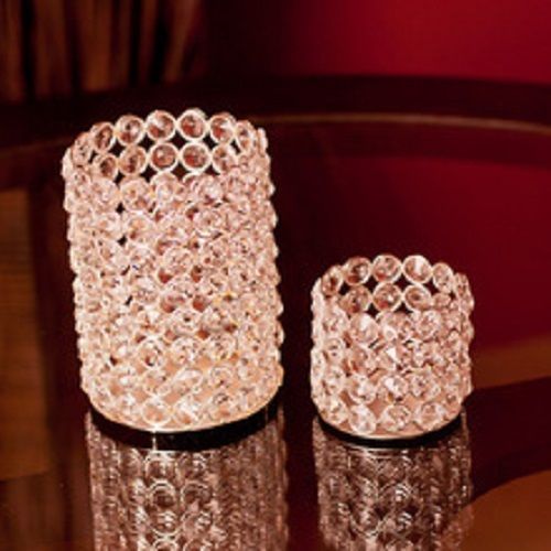 Light Weight Crystal Candle Pillar Holder