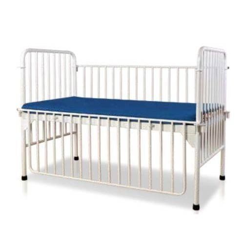 Powder Coated Mild Steel White And Blue Color Hospital Pediatric Bed With Side Rails