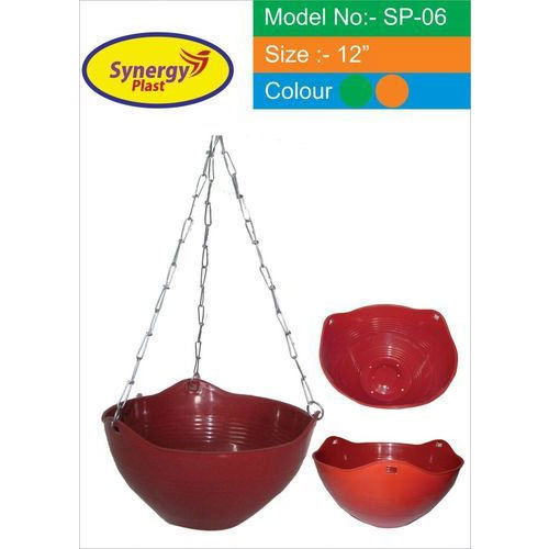 Custom Red, Green And Orange Plastic Flower Hanging Pots 12 Inch For Balcony Use