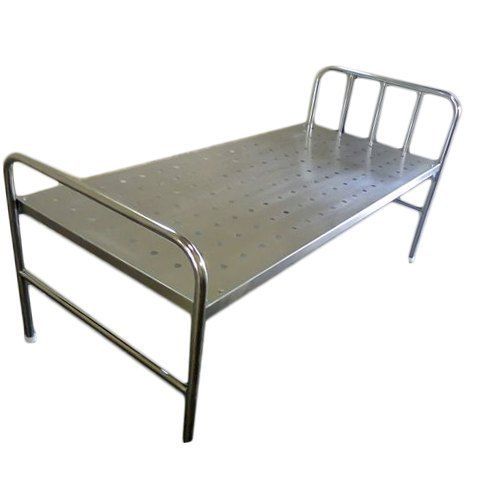 Stainless Steel Made Silver Color Powder Coated Hospital Plain Bed