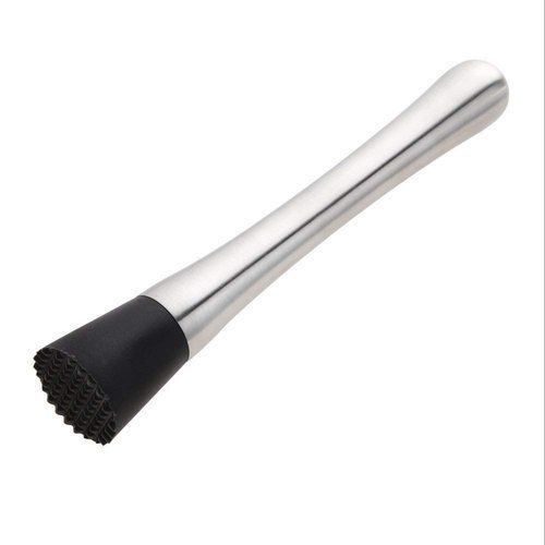 110 Gram Weight Silver And Black Color Stick Shaped Stainless Steel Bar Muddler