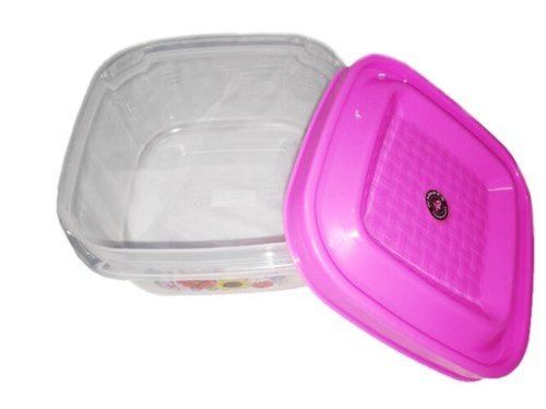 Transparent Airtight Floral Printed Square Plastic Bowls