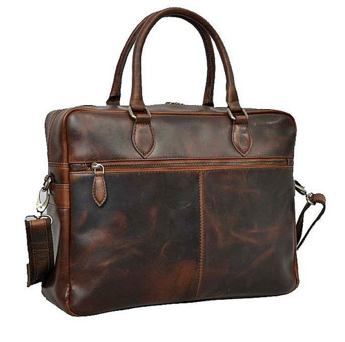Dark Brown Oil Pull Up Leather Laptop Bag at Best Price in Kolkata ...