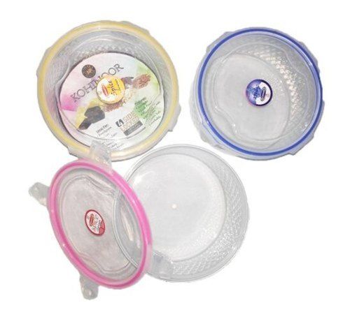Transparent Round Crystal Pattern Airlock Plastic Containers - Kohinoor 3