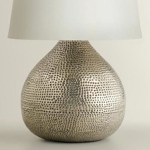 Silver Color Punched Metal Table Lamp