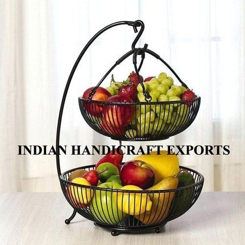 2 Shelves Metal Black Fruit Stand