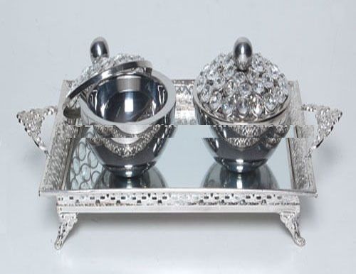 Handicrafts Aluminium Metal Crystal Bowl Set
