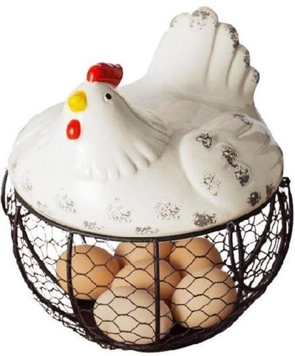 Black And White Round Shape Decorative Egg Basket