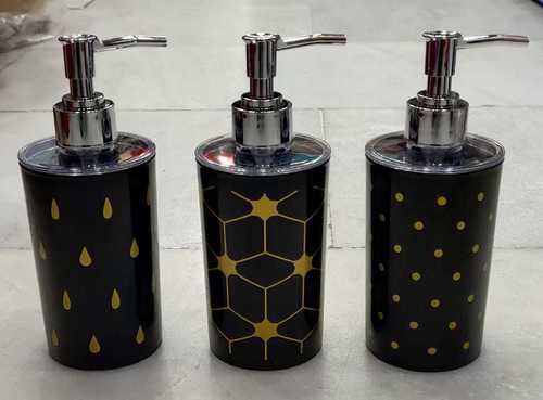 Cylindrical Round Black Gold Liquid Soap Dispenser