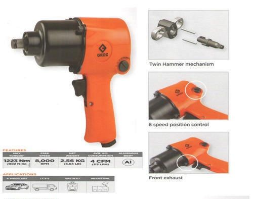 Handheld 8000 Rpm 6 Speed Half Inch Air Impact Wrench Air Consumption: 4 Cfm