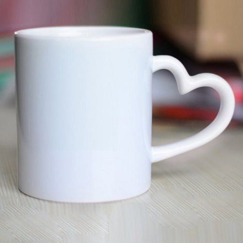 White Microwave Safe Heart Handle 11 OZ Ceramic Coffee Mug