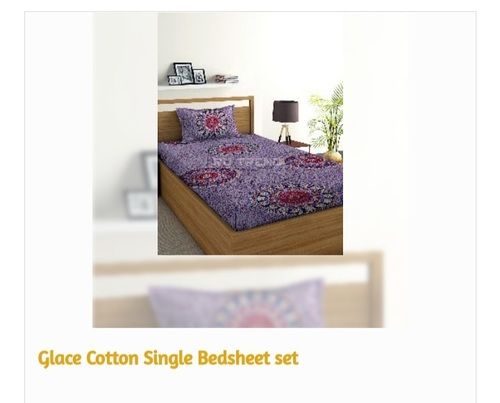 Shrink Resistant Printed Pattern Glace Cotton Single Bed Sheet Set