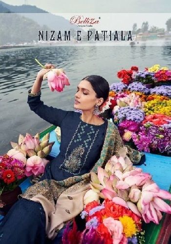 Belliza Nizam-E-Patiala Pure Pashmina Suit Material With Embroidery Work