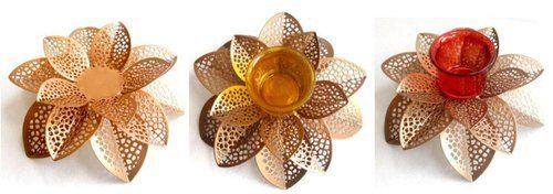 Fine Finish Brass Lotus Candle Holder