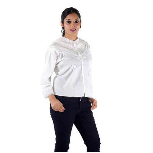 Ladies Plain White Delicate Cotton Top