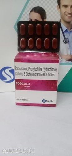  पेरासिटामोल फिनाइलफ्राइन हाइड्रोक्लोराइड कैफीन डीफेनहाइड्रामाइन हाइड्रोक्लोराइड एचसीआई टैबलेट 