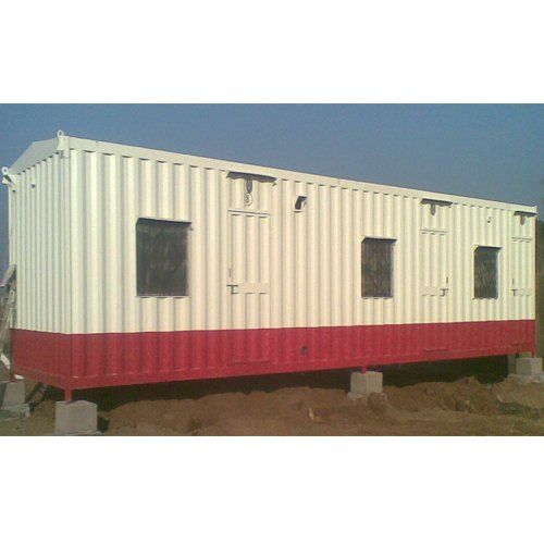 Red And White Color Coated 3 Window With 3 Door Frp Portable Office Cabin