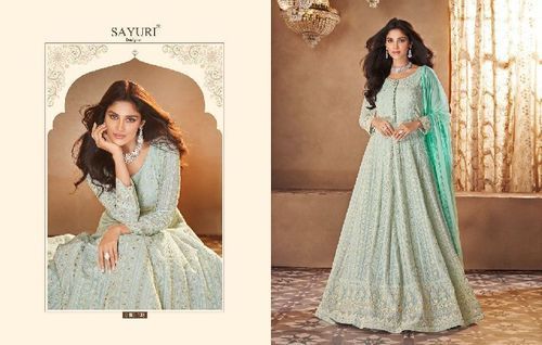Sayuri Designer Unstitched Real Georgette Suit Material With Embroidery Work