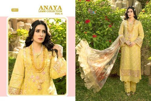 Self Embroidery Unstitched Pure Lawn Cotton Suit Material