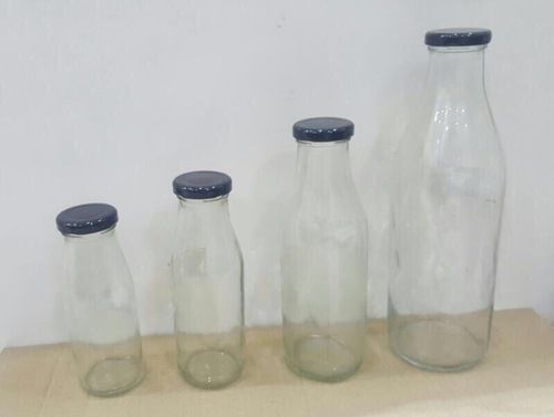 Transparent Glass Milk Bottle Set