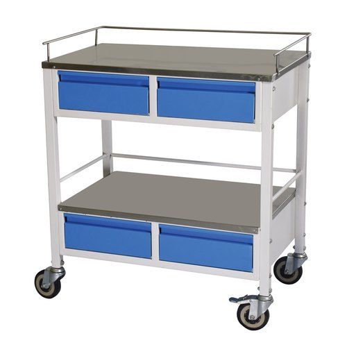 2.5-3.5 Feet Height With 2 Shelves Mild Steel Portable Hospital Medicine Trolley