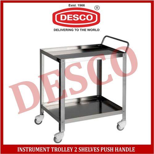 Durable Heavy Duty Rectangular Shaped Mild Steel Instrument Trolley With 2 Shelves