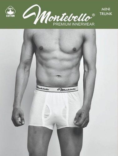 Plain Mens Super Soft Stretchable White Cotton Mini Trunk Underwear